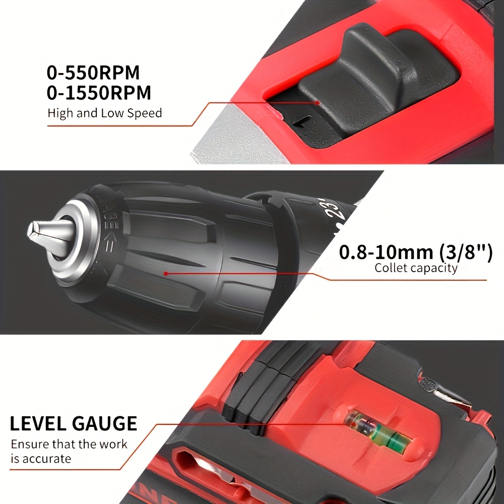 Elektrische Boormachine, 10mm Accuboormachine Draadloze Schroevendraaier Set