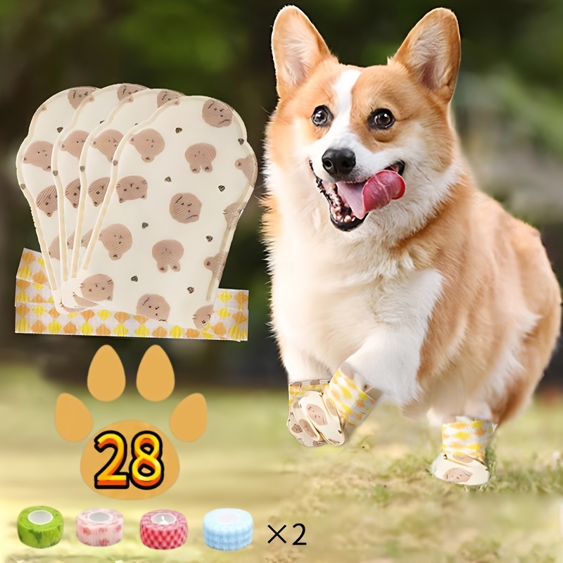 28pcs Disposable Booties Set for Dogs and Cats with Adjustable Bandages