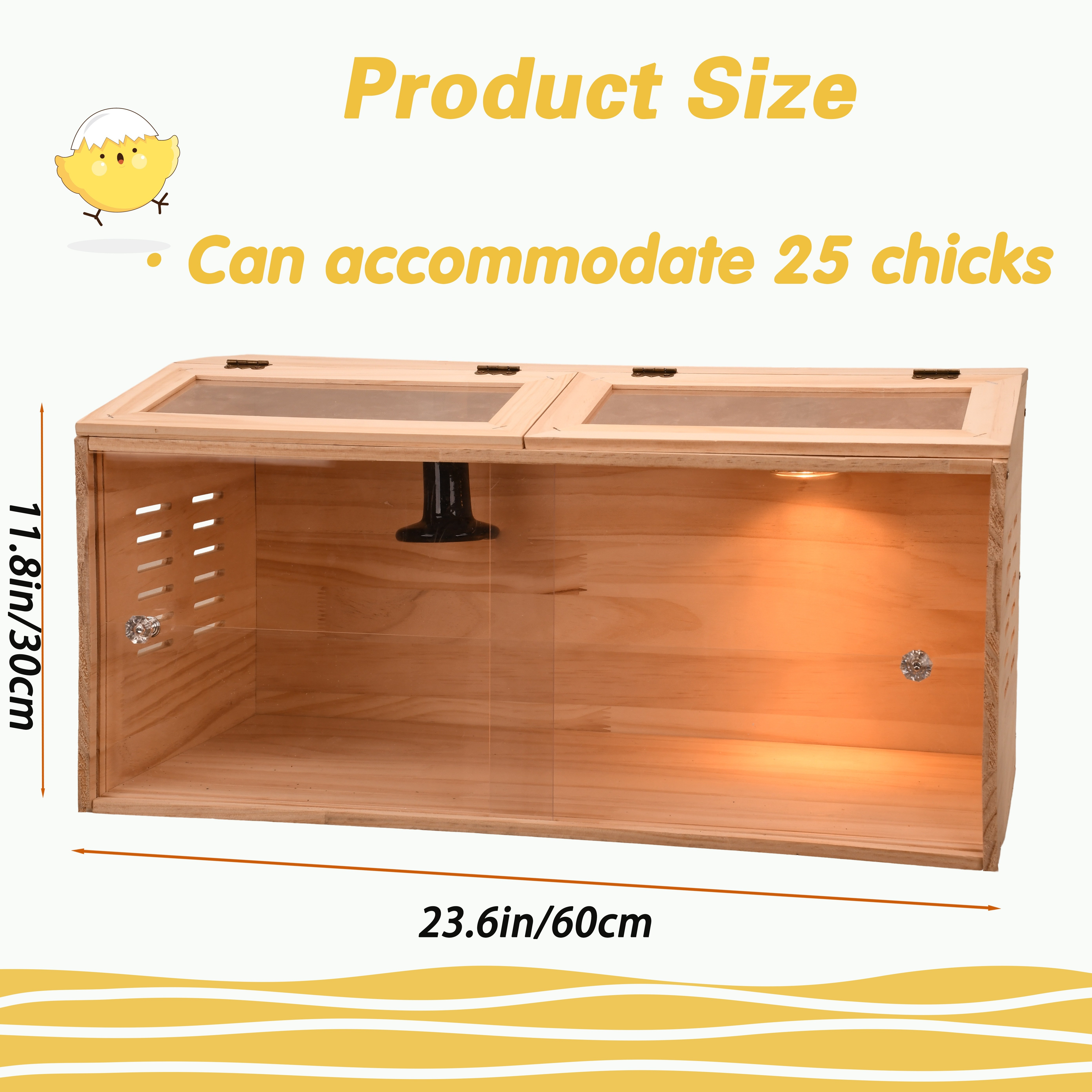 

Chicken Breeding Box! Smart Sliding Door Chick Breeding Device, With 2 Heating Lights, Can Hold Up To 25 Chickens And Quails, Quail Chick Breeding Box