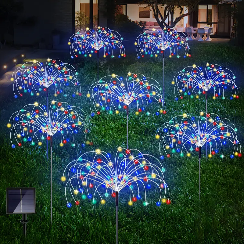 8 pack solar garden firework lights outdoor 8 480 leds waterproof copper wire diy solar decorative lights for yard pathway party decor garden lawn halloween christmas Product details 1