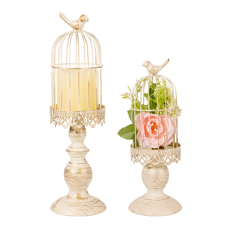 TEMU 2pcs Birdcage Candle Holders, Vintage Candle Stick Holders, Wedding Candle Centerpieces For Tables, Candlestick Holder Home Decor, Christmas
