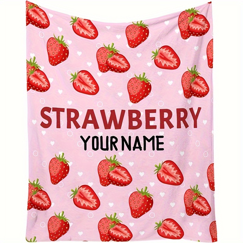 

Customizable Pink Strawberry Print Blanket - Gifts, Use In Living Room, Office, Car, Or Outdoor Camping