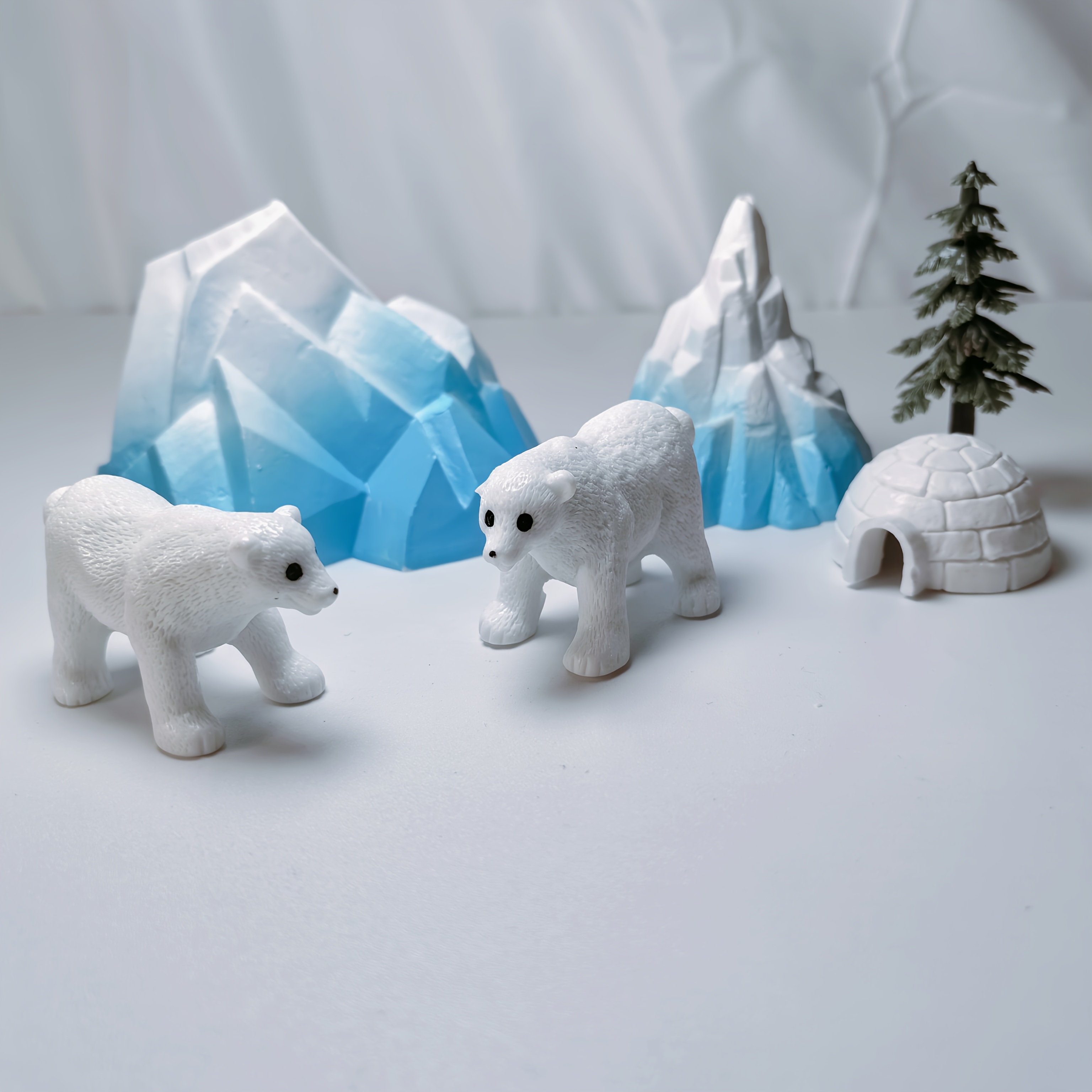 

6pcs Arctic Scene Miniature Set, Contemporary Plastic Polar Figurines With , , , - Floor Mounted, No Electricity Needed, Ideal For Aquarium & Thanksgiving Decor