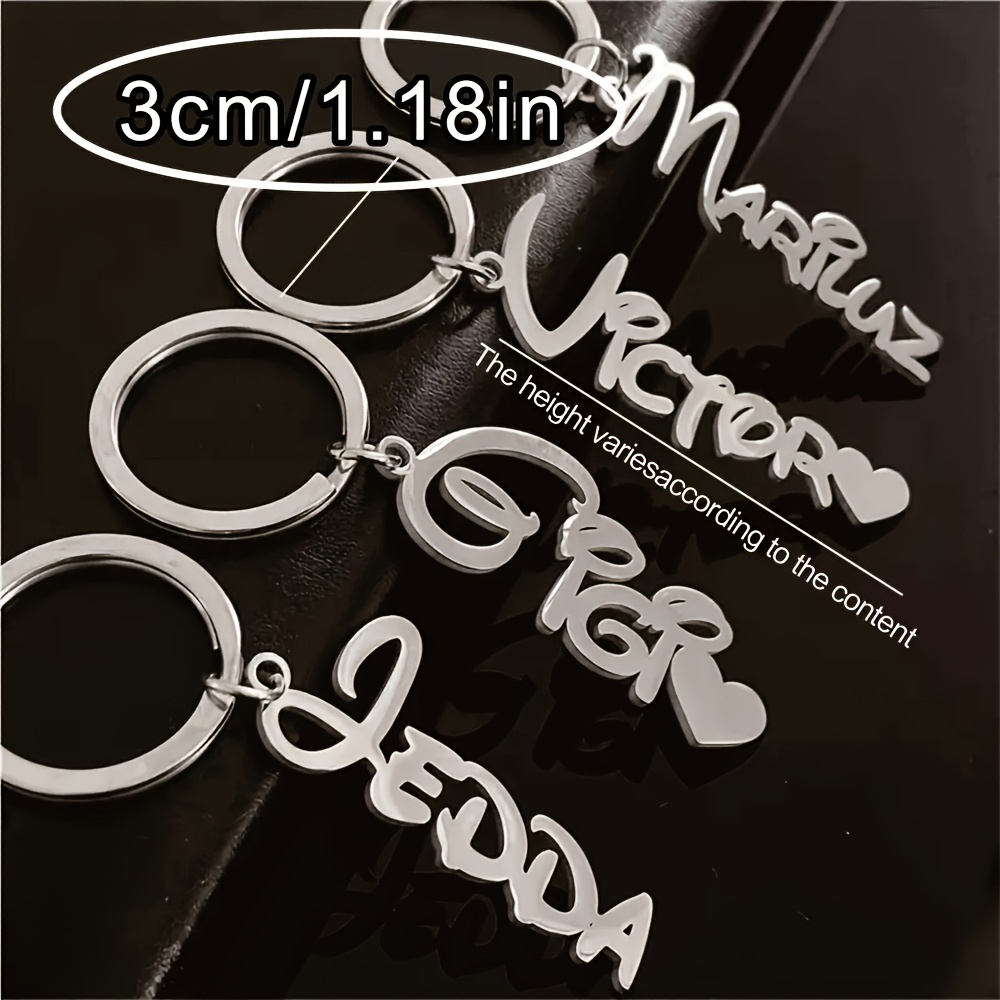 Custom Name Tag Keychain with Heart Accents, Golden Toned