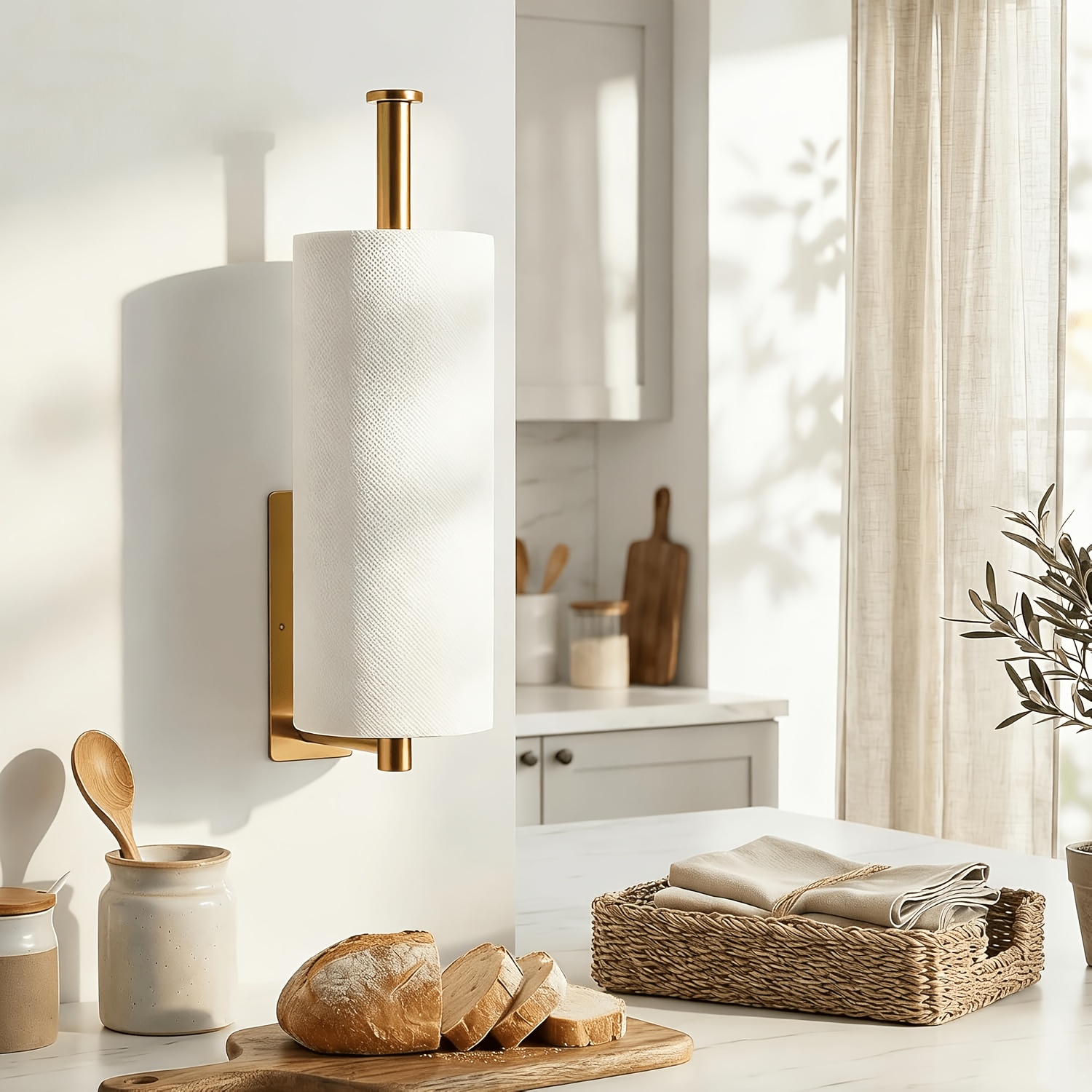 TEMU 1pc Golden Tissue Holder, Stainless Steel Roll Paper Dispenser, Toilet Paper Storage Rack, Wall-mounted With Drilling Or Adhesive Installation,