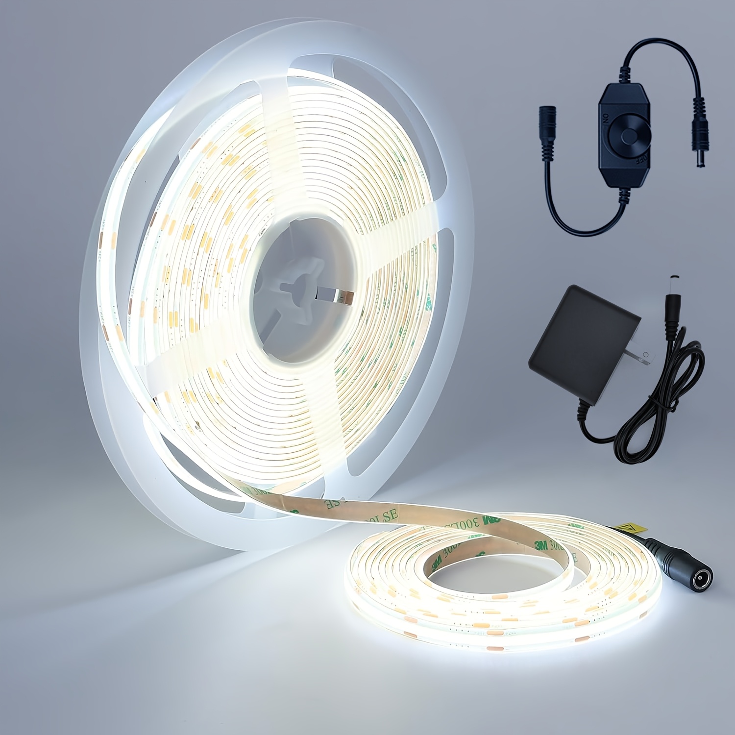 TEMU Cob Led Light Dimmable Led Strip, Led Strip Lights 32.8ft, 8mm Width, Flexible Dc24v Cob Led Tape Light For Cabinet Home Office Diy