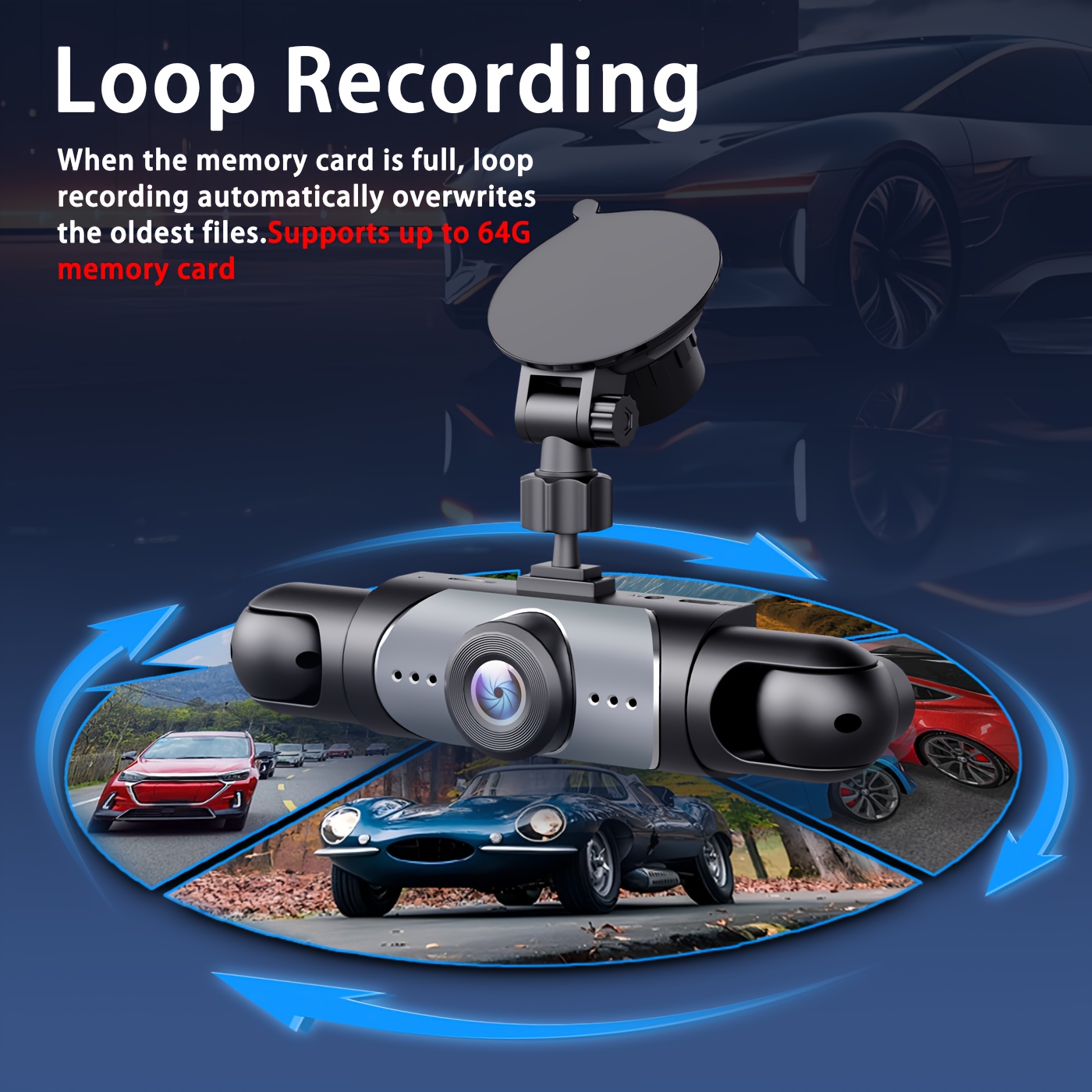 halloween christmas gift 1080p dashcam for   channel front rear   with   ips display   loop recording 24h parking monitor   motion detection   64gb memory card Product details 3