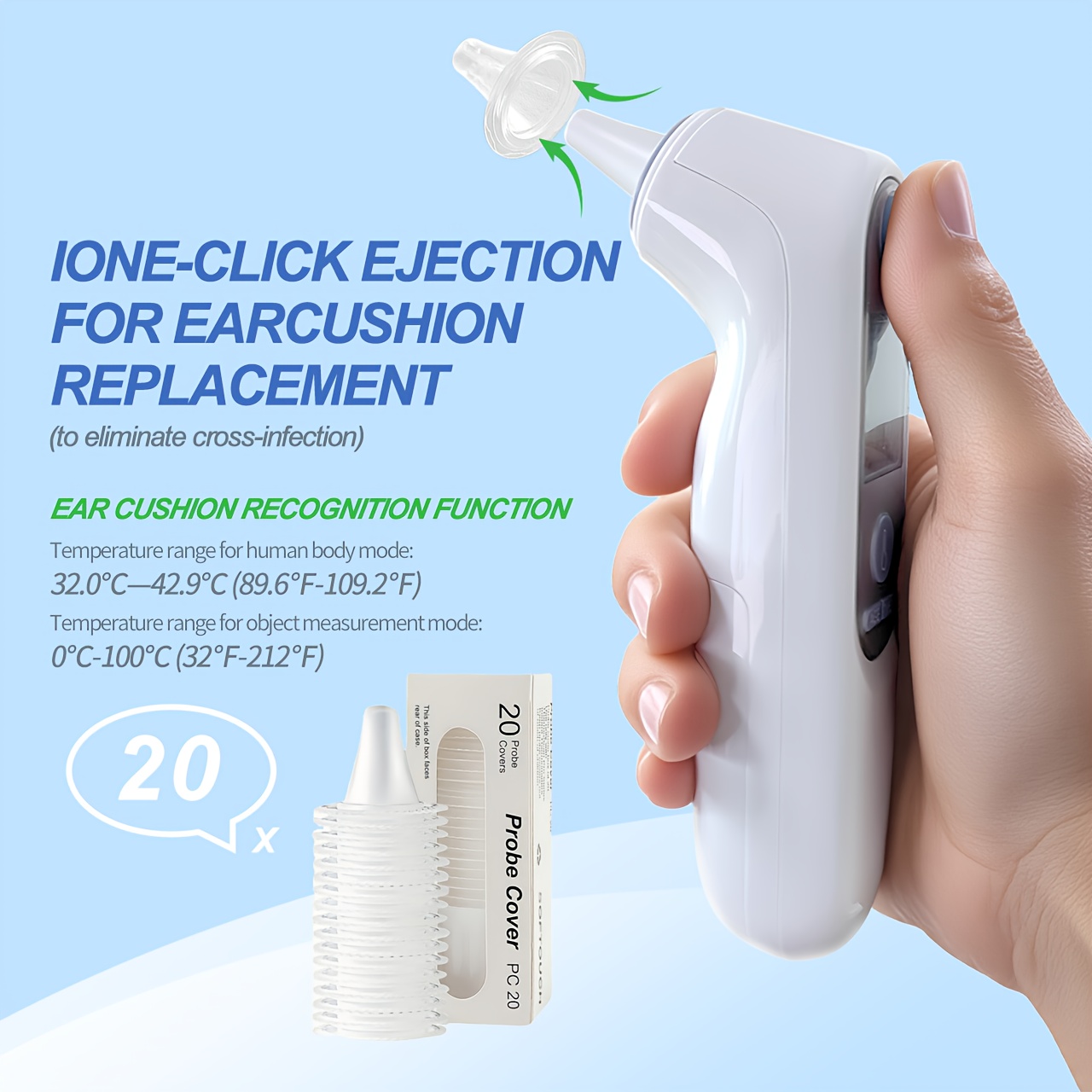 Puzxo Non-contact Thermometer, Instant 1 Second Accurate Temperature Measurement, Ear Temperature Gun, With LCD Display, Suitable For Babies, Children And Adults, Infrared Thermometer, Suitable For Family, Travel, Disease Monitoring - Image 7
