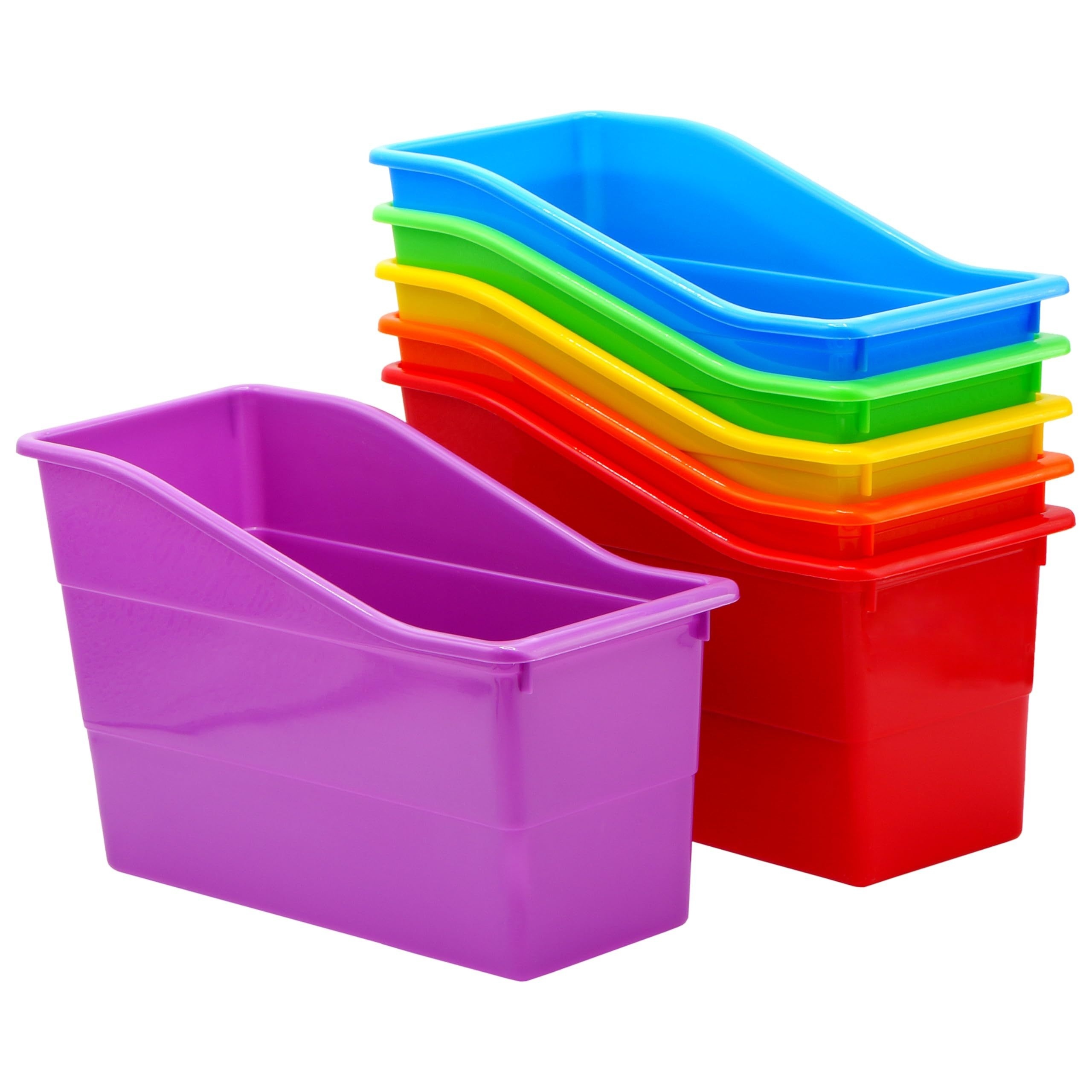 6 Durable Book And Binder Holder, Files Book Bins For Classroom, Plastic Vertical Storage Book Organizer Folder Office Classroom Organization Containers Supplies
