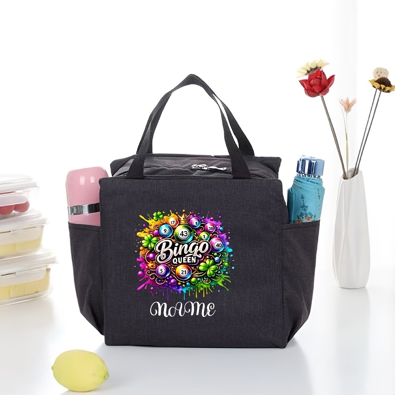 TEMU Personalized Bingo Bag, Personalized Insulated Bag, Colorful Bingo Balls And , Durable Fade-resistant Fabric, Large Capacity Tote Bag, Suitable