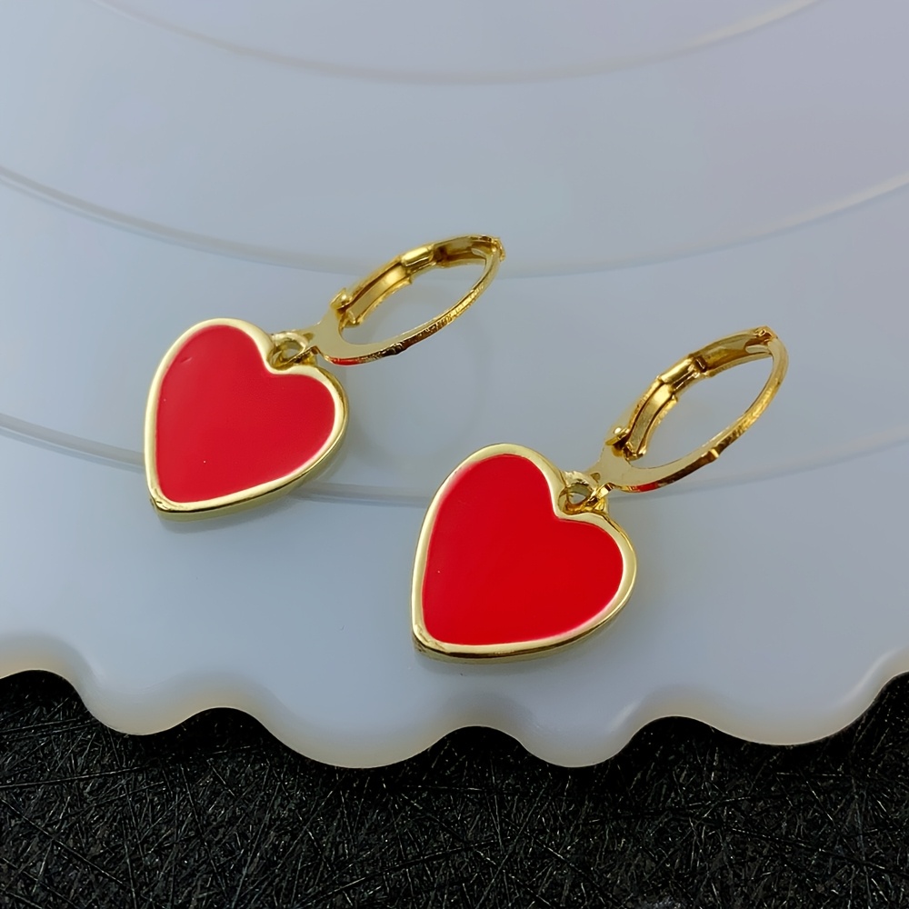 Women's Earrings Exquisite Elegant Temperament Fashion Drip Oil Heart-shaped Ear Clips Light Luxury Earrings Valentine's Day Celebration Holiday Commemorative Gift Daily Party