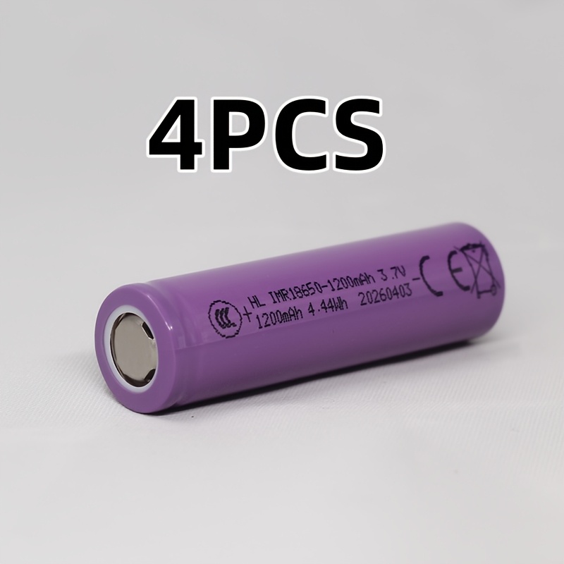 TEMU 2/4/8pcs Genuine 18650 Lithium Batteries, 1200mah Capacity Rechargeable, Compatible With 3.7v Voltage Range Devices, Reusable For Solar Lights,