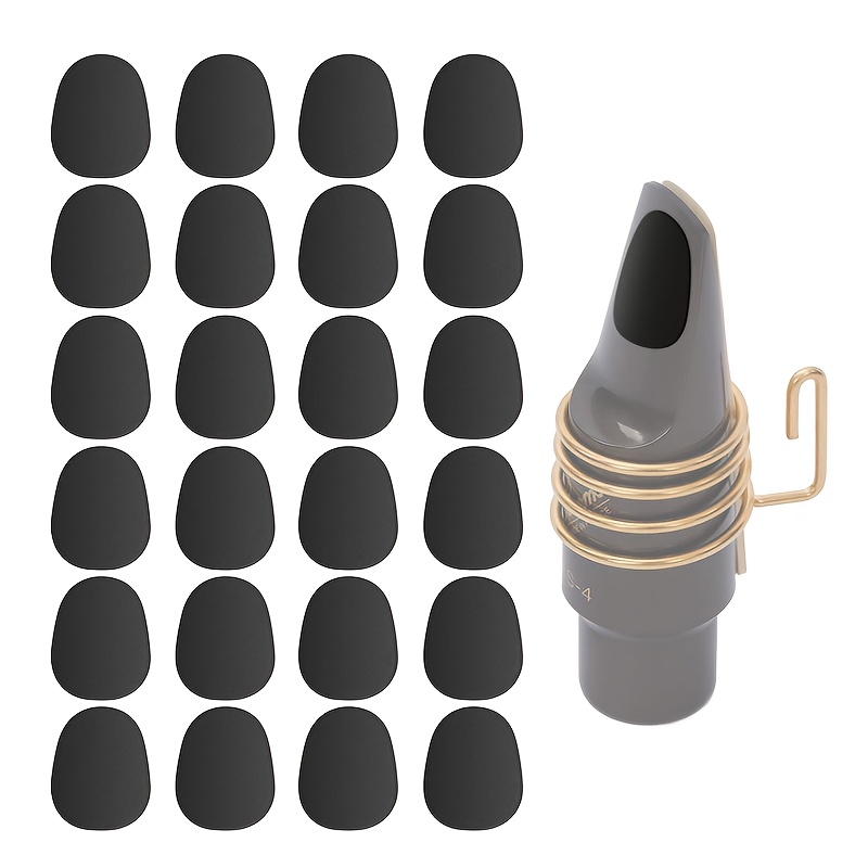 TEMU 24pcs Saxophone And Clarinet Mouthpiece Cushions - / Saxophone Mouthpiece Pads - Oval Rubber With Strong Adhesive, Suitable For Beginner
