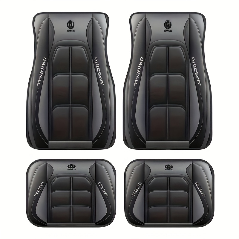 

4pcs Sleek Black Y-pattern Car Floor Mats Set - Absorbent, Non-slip, Washable Polyester - Fit For Sedans, , Suvs, Car Floor Mats Full Set