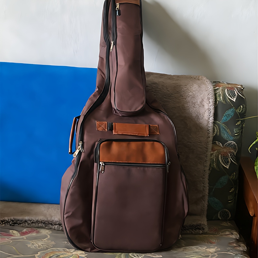 TEMU Bolsa para Guitarra con 5 Bolsillos, Acolchada, 11.5mm de Grosor, para Guitarras Acústicas de 39-41 Pulgadas, con Correa Ajustable, Tela Oxford