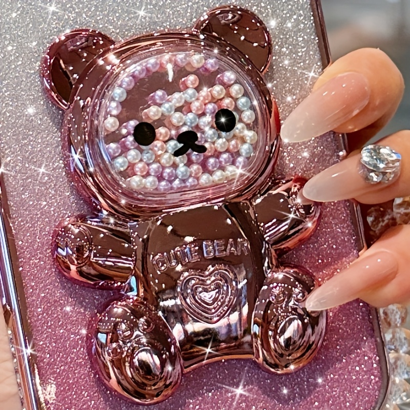 Image of Bead Bear Adhesive Phone Holder Is Suitable For Iphone, , Xiaomi Phones, And Other Phones. A Hollow Out Lazy Person Holder For Bead Bear Phone Cases And Desktop Stands