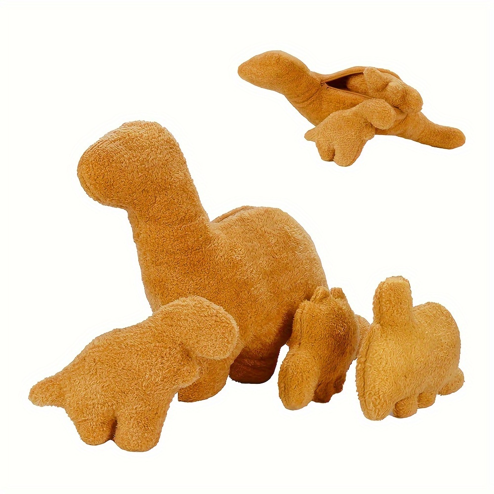 

4pcs Dino Nugget Pillow Set - Large Chicken Nugget Plush With 3 Dino Plush Toys, Creative Dinosaur Stuffed Animal Doll, Dinosaur Theme Party Decoration Birthday Eid Mubarak