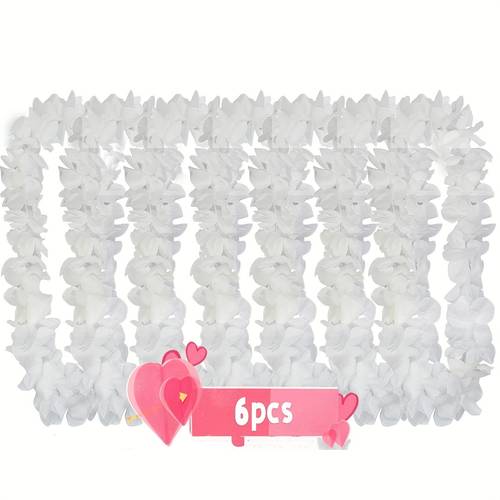 6 12pcs white garland wedding bulk plastic white garland luau wedding hawaiian garland necklace luau clothing accessories wedding 6 12pcs