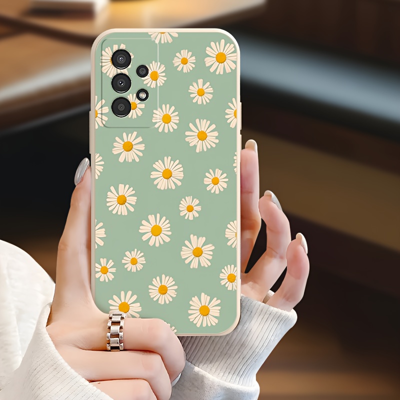 TEMU Phone Case - Daisy-covered Light Green Background Print Phone Case For For Galaxy A04 A04s A05 A05s A06 A13 A14 A15 A16 A22 A23 A24 A25 A32 A33