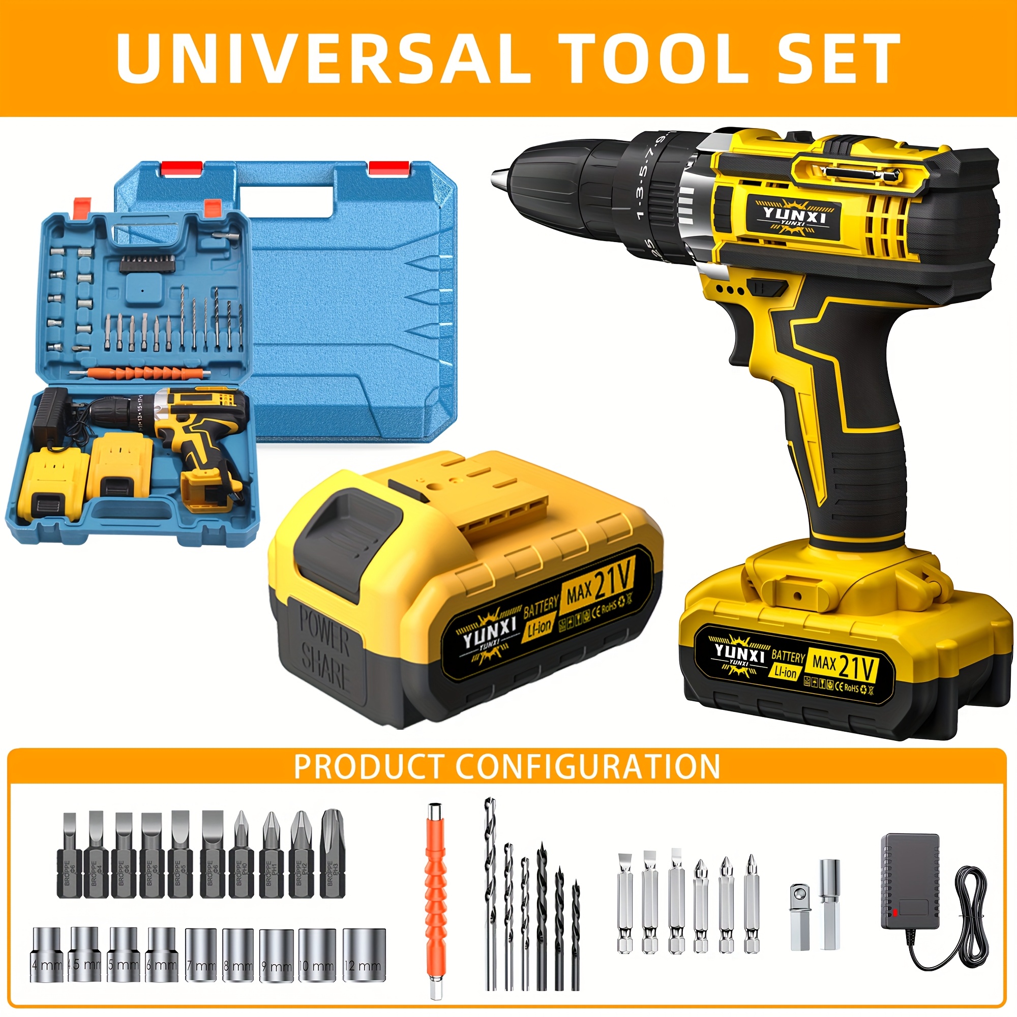 Draadloze elektrische lithiumboor met hoog vermogen voor huisdecoratie, eenvoudig te gebruiken