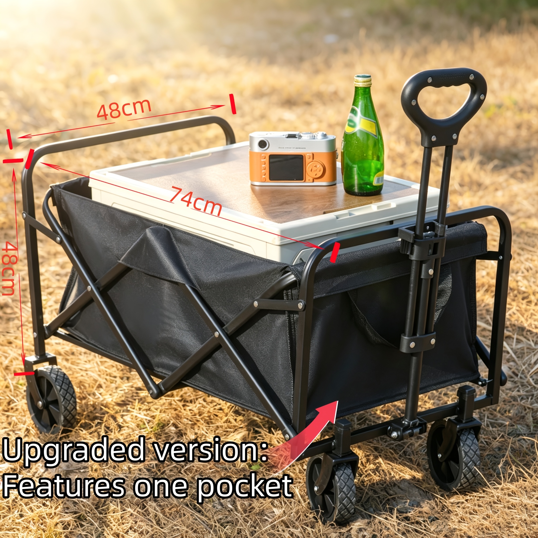 Heavy Duty Folding Cart For Camping, Shopping, And Gardening - Black , Non- Electric, Magnesium Rod/ Fire Starter Not Included