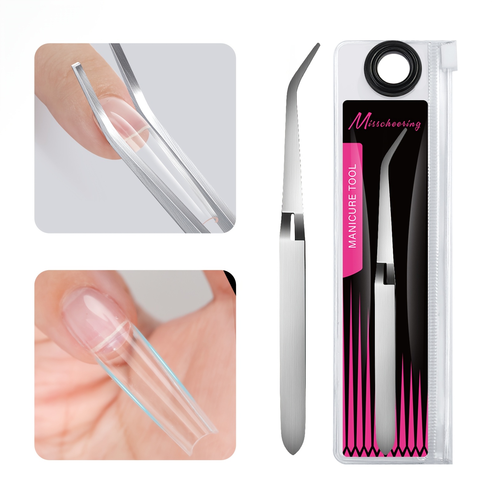 TEMU Stainless Steel Nail Shaping Clip Cross- For Acrylic Nail Tips Nail Shaper Tweezers For Home Manicure
