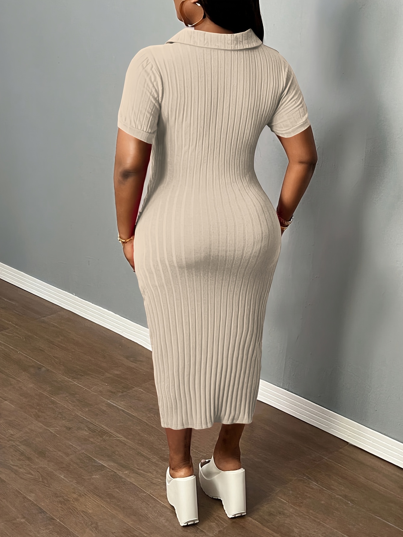 white christmas dresses Long Sleeve Elastic Cotton Bandage Party Club Dress – Verkadi main image 1