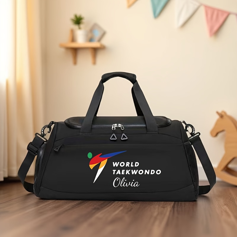 TEMU 1pc Back-to- Fashionable Personalized Men's Crossbody Bag, Featuring A Colorful Taekwondo , With Support For Single-item Name Or Message