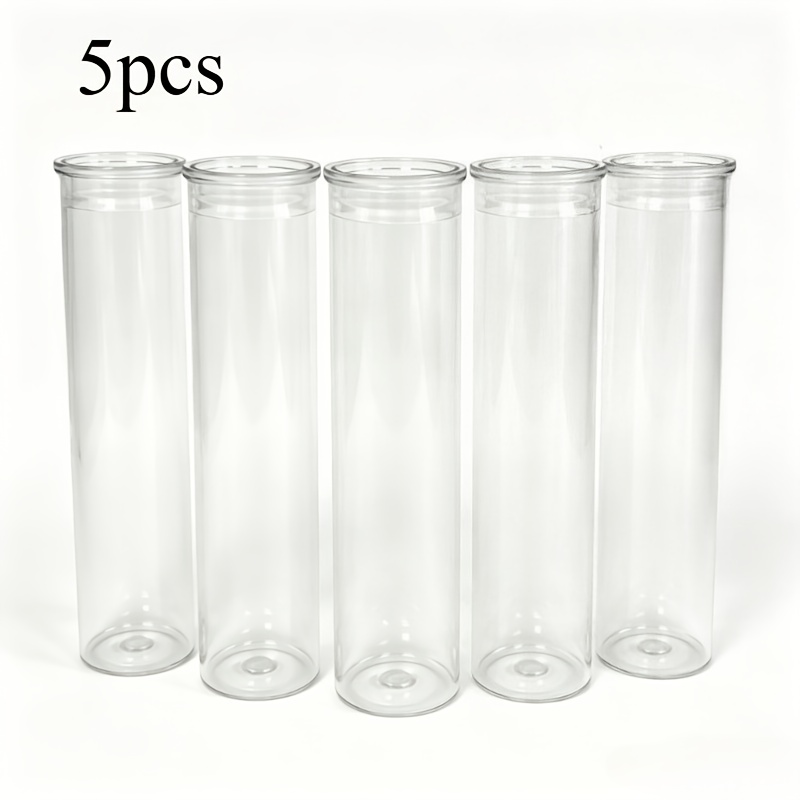 Image of 5pcs Plastic Cylinder Vase Set, High , Suitable For Parties, Gatherings, Home Decor, Weddings, And Holiday Gifts, Transparent, Festive Tableware, Party Decorations, Bohemian Style, Minimalist Decor