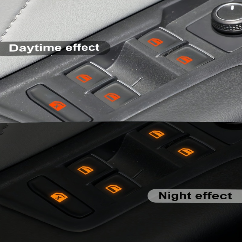 1pc Luminous Car Switch Decal Sticker, Self-Adhesive Plastic Interior Function Markers, Available in Green/Blue/Orange, Universal Fit for Vehicle Controls