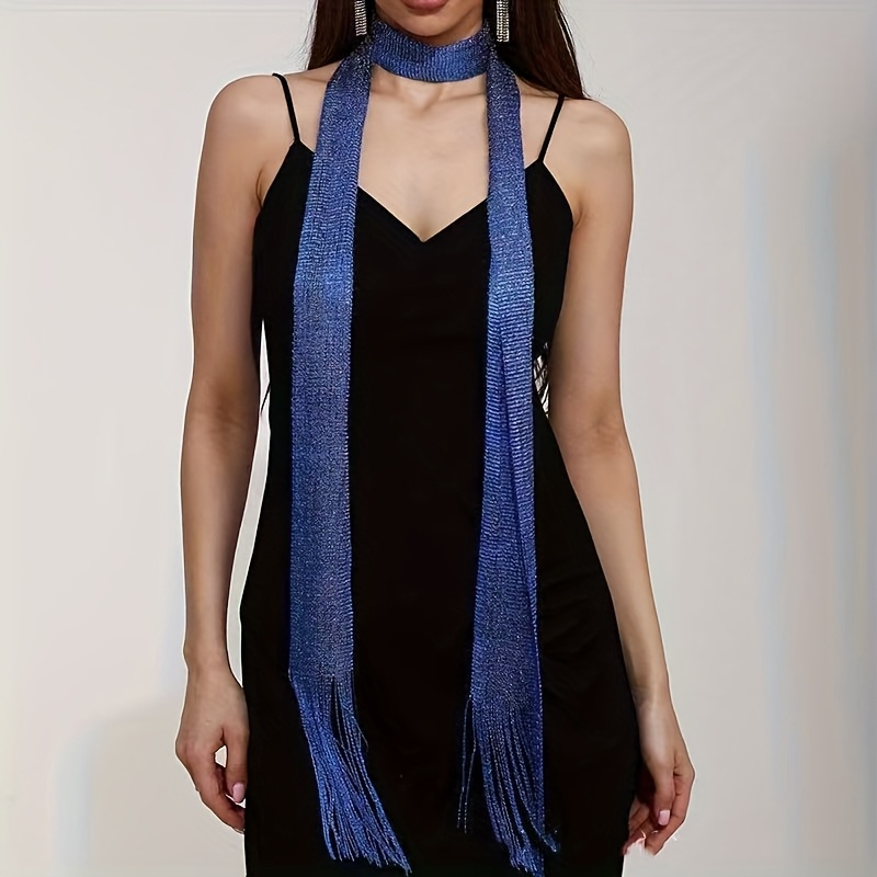 Solid-Color Tassel Fringe Scarf, Trendy Accessory