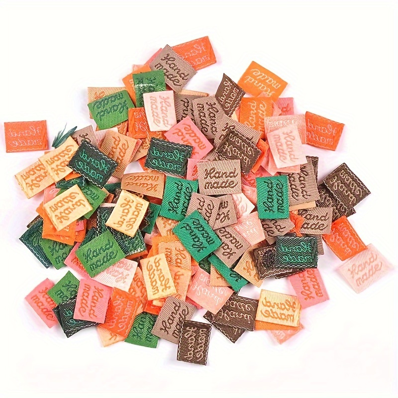 TEMU 100pcs 1.5*1cm Multicolor English Letter Hand Made Labels, Mini Small Size Cloth Patches, Clothing Collar Labels, No Adhesive Backing, Requires