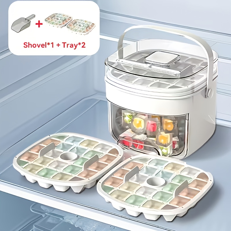 TEMU Large Two-tier Instant Tray With Release & Easy Demold System - Food-grade Plastic Suitable For Cold Drinks, Coffee, Juice, Large Capacity Ice