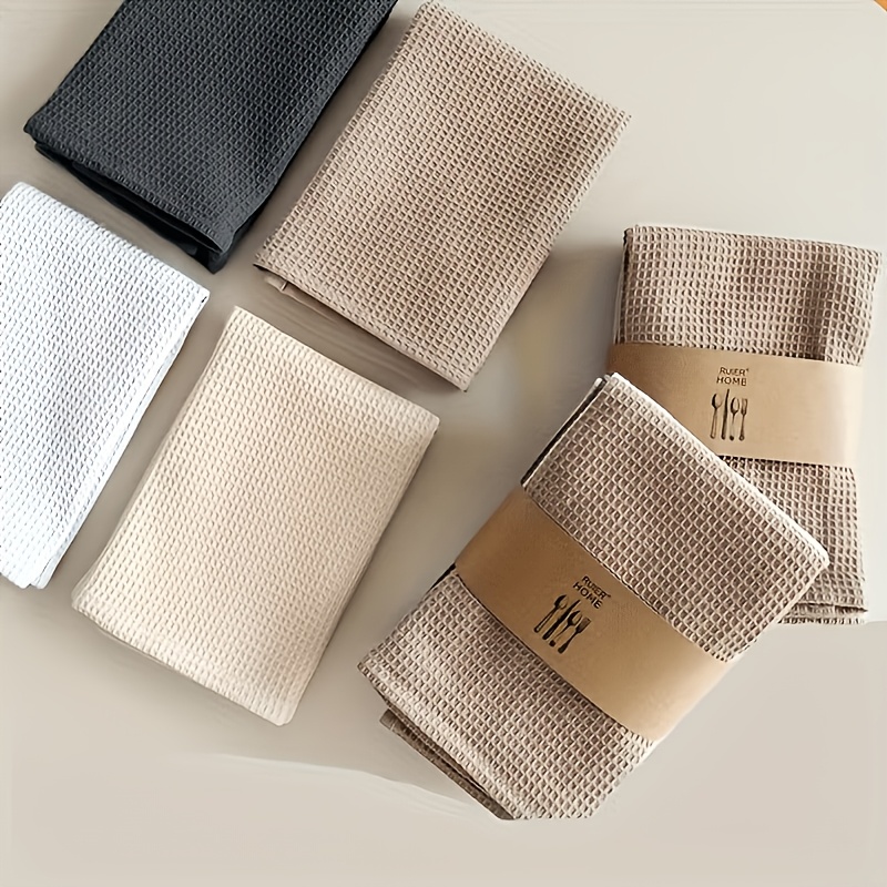 8-Pack Dishcloths, Kitchen Towels, Black Tea Towels, Barista Special Towels, Size 40X60Cm/15.7X23.6 Inches, 8-Pack, Black, Beige White, Black Waffle Check, Pure Towel Set, Cleaning, Cleaning Cloth, Dishcloth, Cleaning Rag