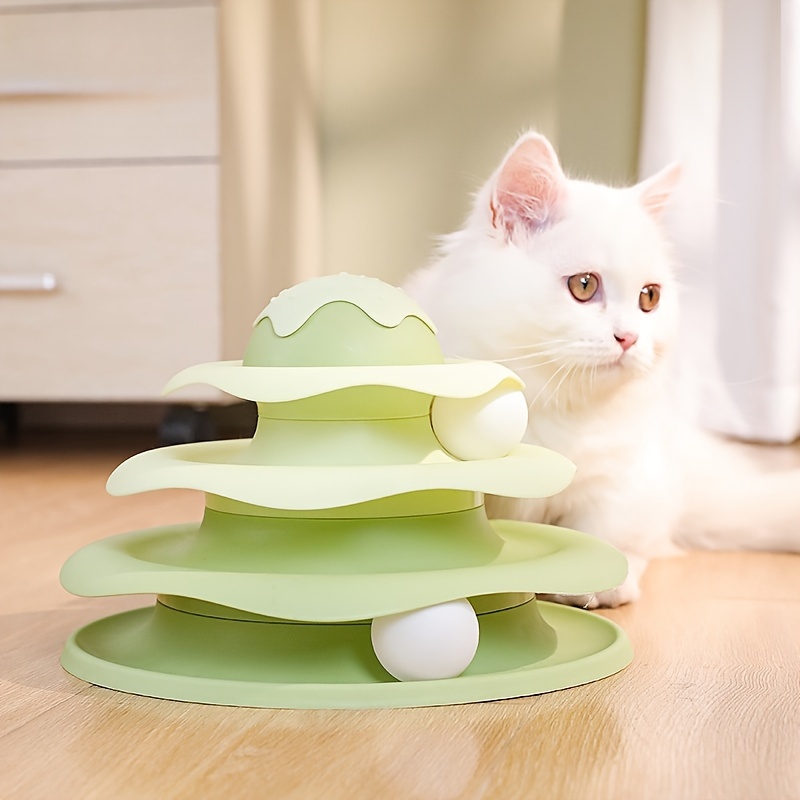 

Tour de Jeu pour Chat en Forme de Glace avec Balles Roulantes - Jouet Interactif d'Auto-Divertissement pour Chats d'Intérieur, Plastique Durable, Pas de Piles Nécessaires