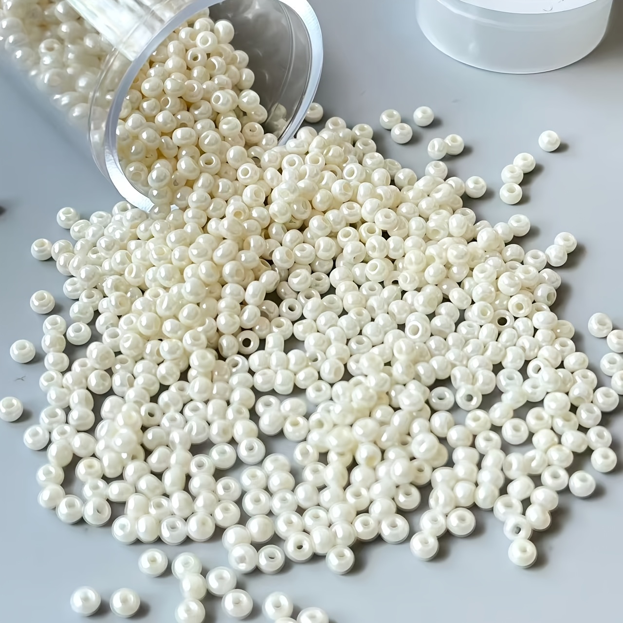 TEMU 2230pcs (2230 Beads) Cream Czech Glass Beads 1.5mm Small Round Beads Suitable For Making, Necklace, Bracelet, Earring Crafting - Glass Beads For