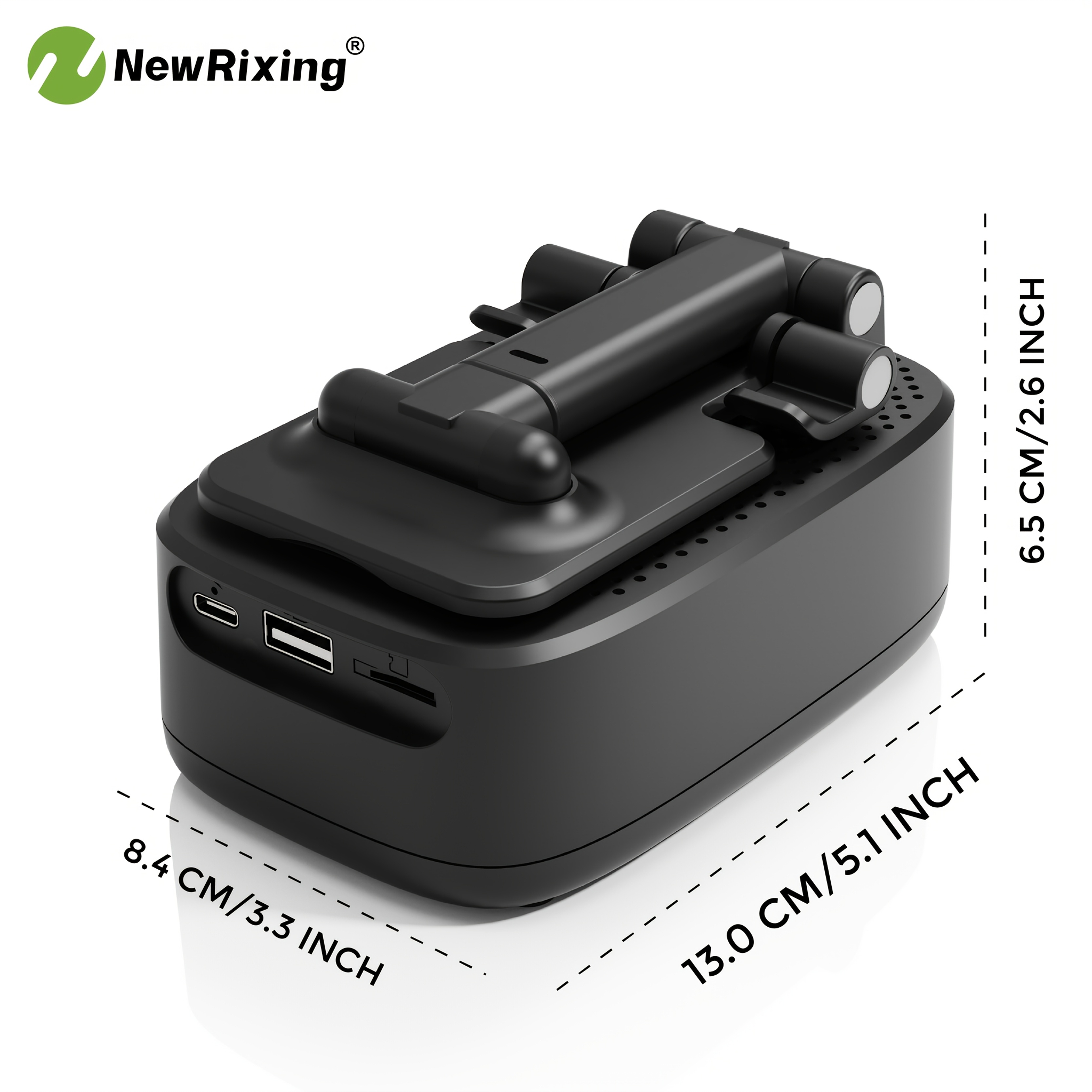 Alto-falantes sem fio NewRixing 6W com suporte para celular, emparelhamento  TWS, bateria de 3000mAh, uso de celular mãos-livres, power bank móvel, suporta reprodução BT, TF, USB, 7 horas de reprodução, qualidade de som Hi-Fi, estéreo alto e graves potentes, carregamento USB-C, para 5