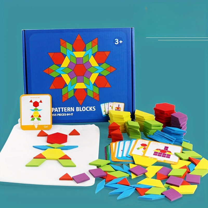 

155 Pièces De Jouets De Puzzle De Forme Créative, Puzzle D'éducation Précoce Variété Tangram Coloré Géométrique En Bois