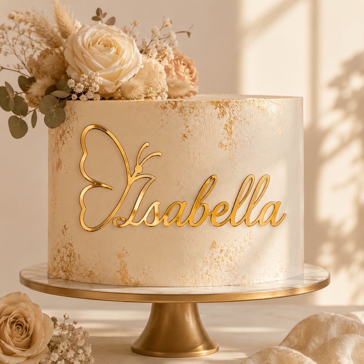 TEMU Personalized Name Cake Topper, Custom Mirror Golden And Rose Golden Acrylic Cake Decoration, Elegant Custom Name Cake Decoration, Suitable For