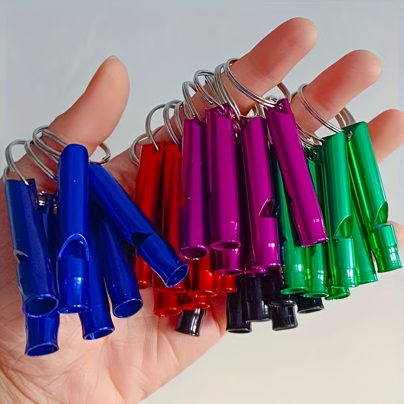 TEMU 21 New Durable And Loud Keychain Whistles - Aluminum Alloy Referee Whistle, Survival Whistle For Outdoor Camping, Sports Training, Emergency