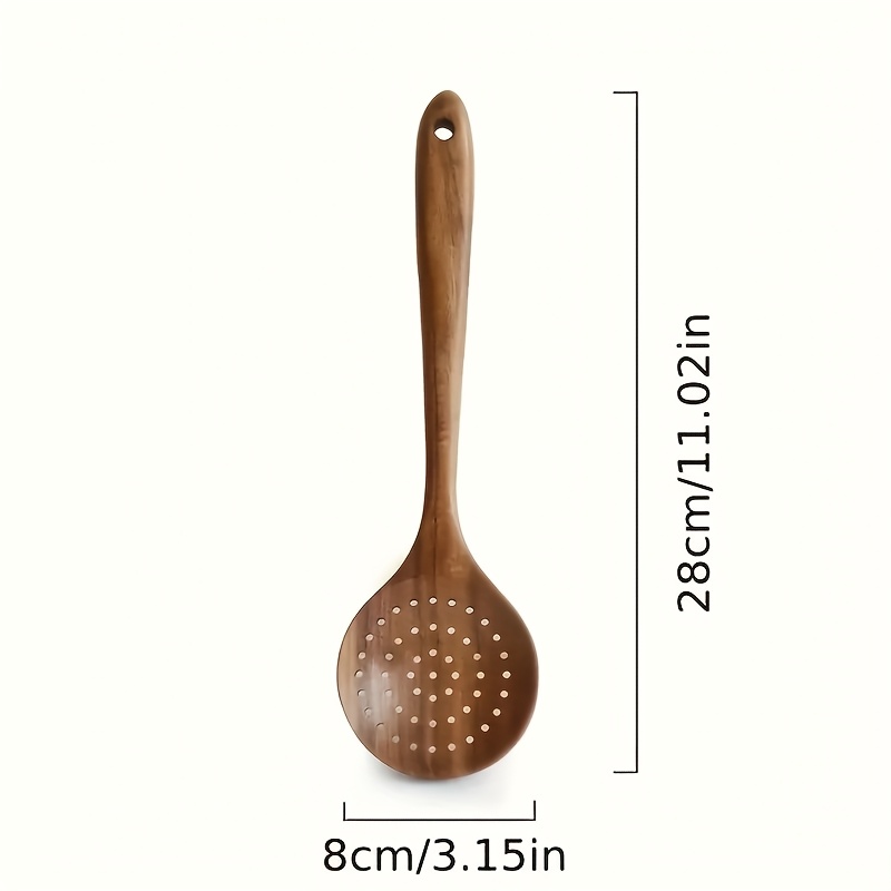 E-shop Schöpflöffel aus Akazienholz mit Schlitzen, ein Küchenutensil zum Abtropfen, Schaumschöpfen
