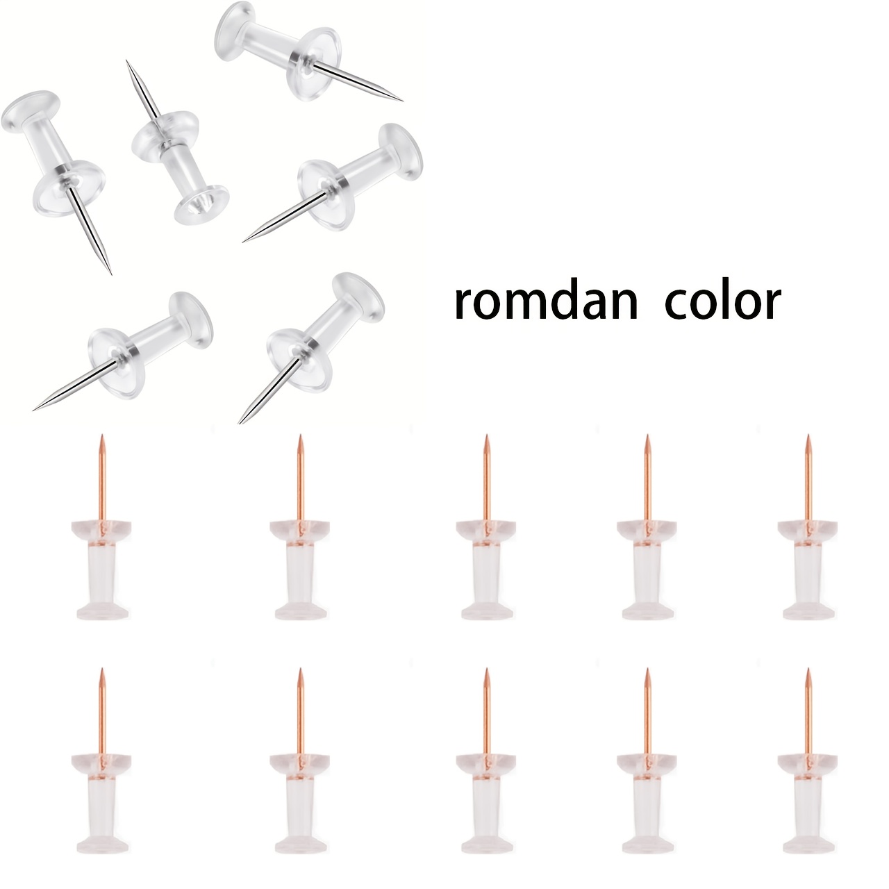 TEMU 49pcs, Taches à papier à tête en plastique transparent à pointe en acier, Promotion décorative, Convient pour panneaux d'affichage, panneaux de