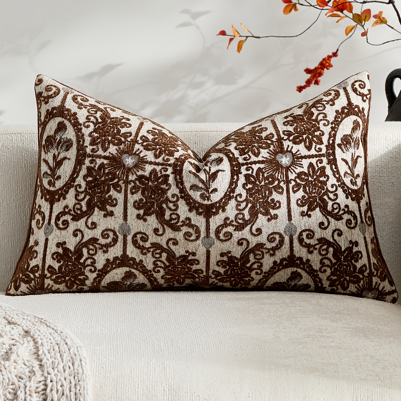 TEMU Single-piece Chenille European Floral Pillowcase Cushion Cover, Vintage Decorative Pillowcase Suitable For Living Room, Bedroom, Sofa (pillow