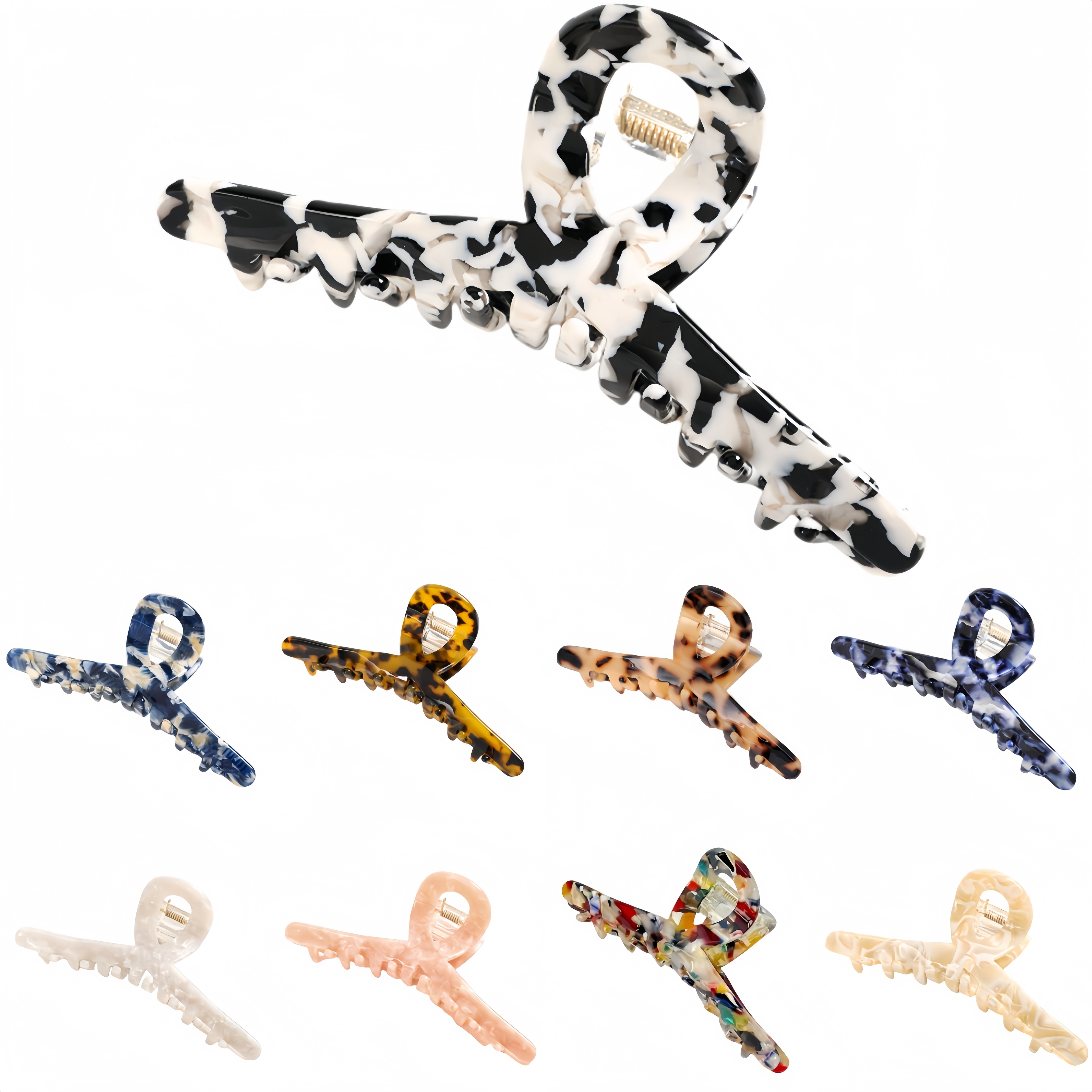 

[lightweight Design] Elegant Hair Claw Clip - Chic With Animal Prints, Stylish Updos - Ideal Valentine's Day Gift In White, Cream, Pink, Blue