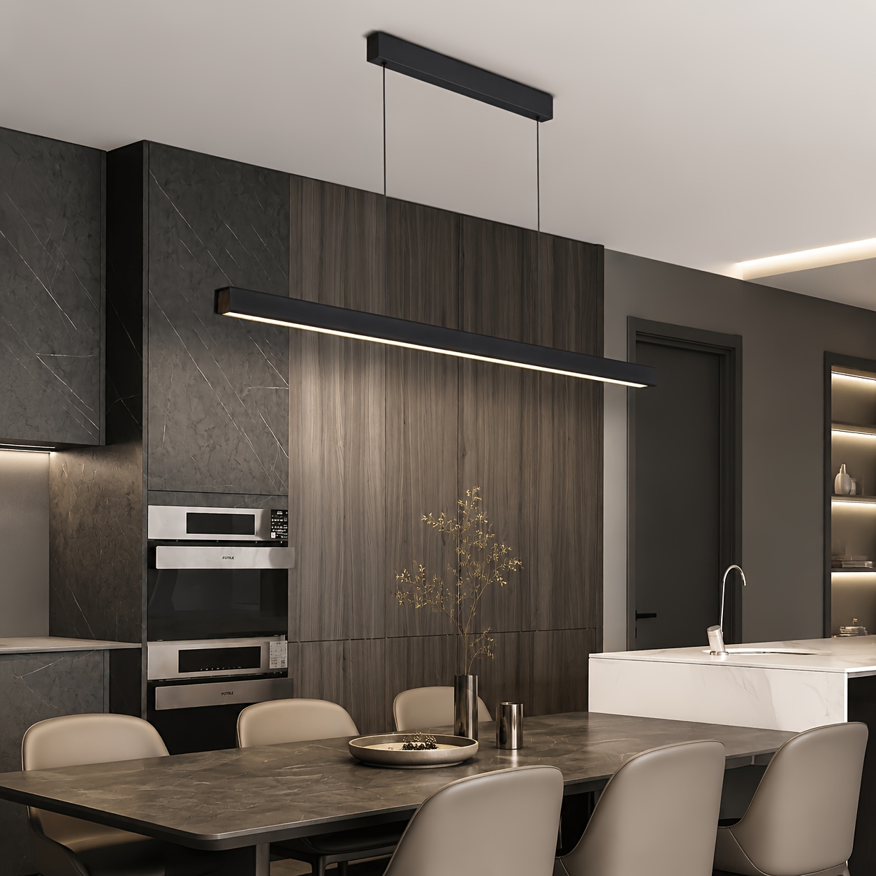 TEMU Led Pendant Light Dining Room Hanging Lamp Dimmable Dining Table Pendant Black With Remote Control Modern Dining Table Lamp Hanging Pendant Lamp