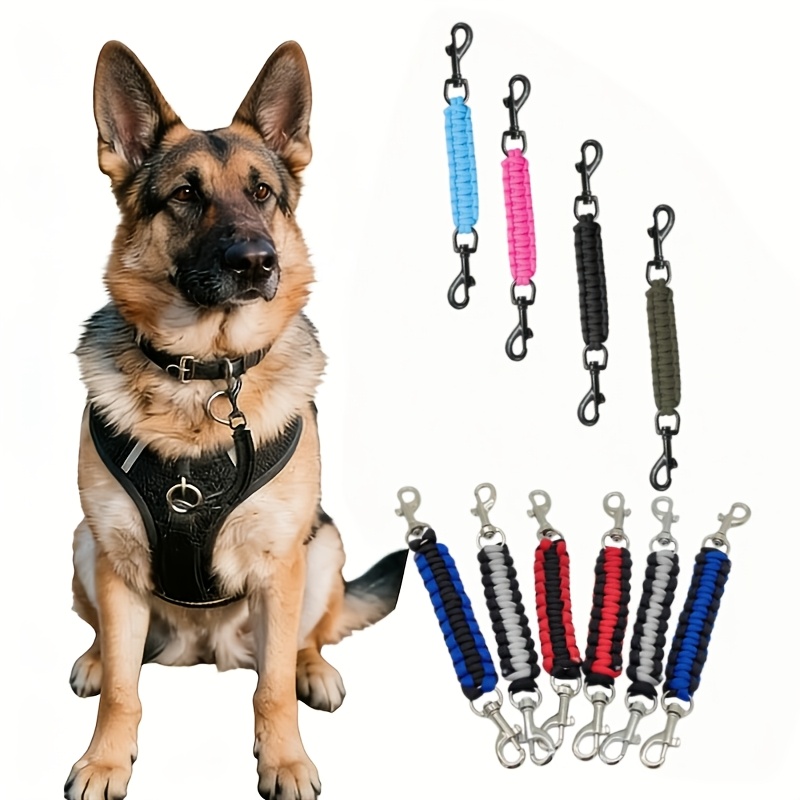TEMU Dog Claw Collar Safety Clip Double-ended Collar Backup Clip Collar Handmade Seat Belt, Suitable For Dog Harness Collar To Vest, With Double Belt