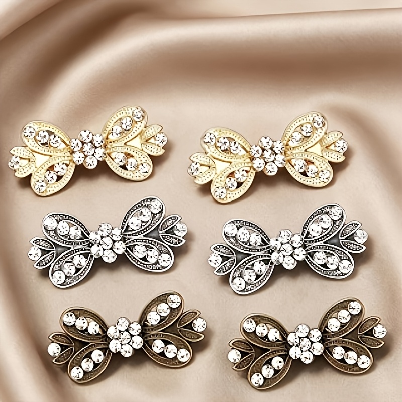 TEMU 6/9pcs Vintage Rhinestone Sweater Clips, Multi-functional Waist Cinch Clips, Retro Dress Shawl Cardigan Tightener Clasps, Decorative Clothing