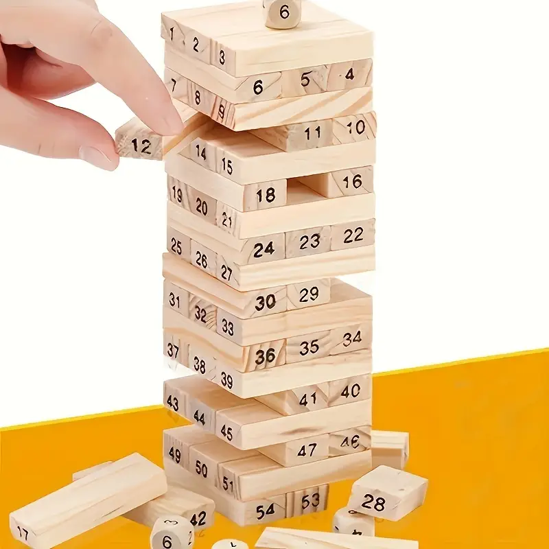 a set of 54 wooden building blocks twist and turn game set classic balance tower game suitable for family entertainment for halloween and christmas details 3