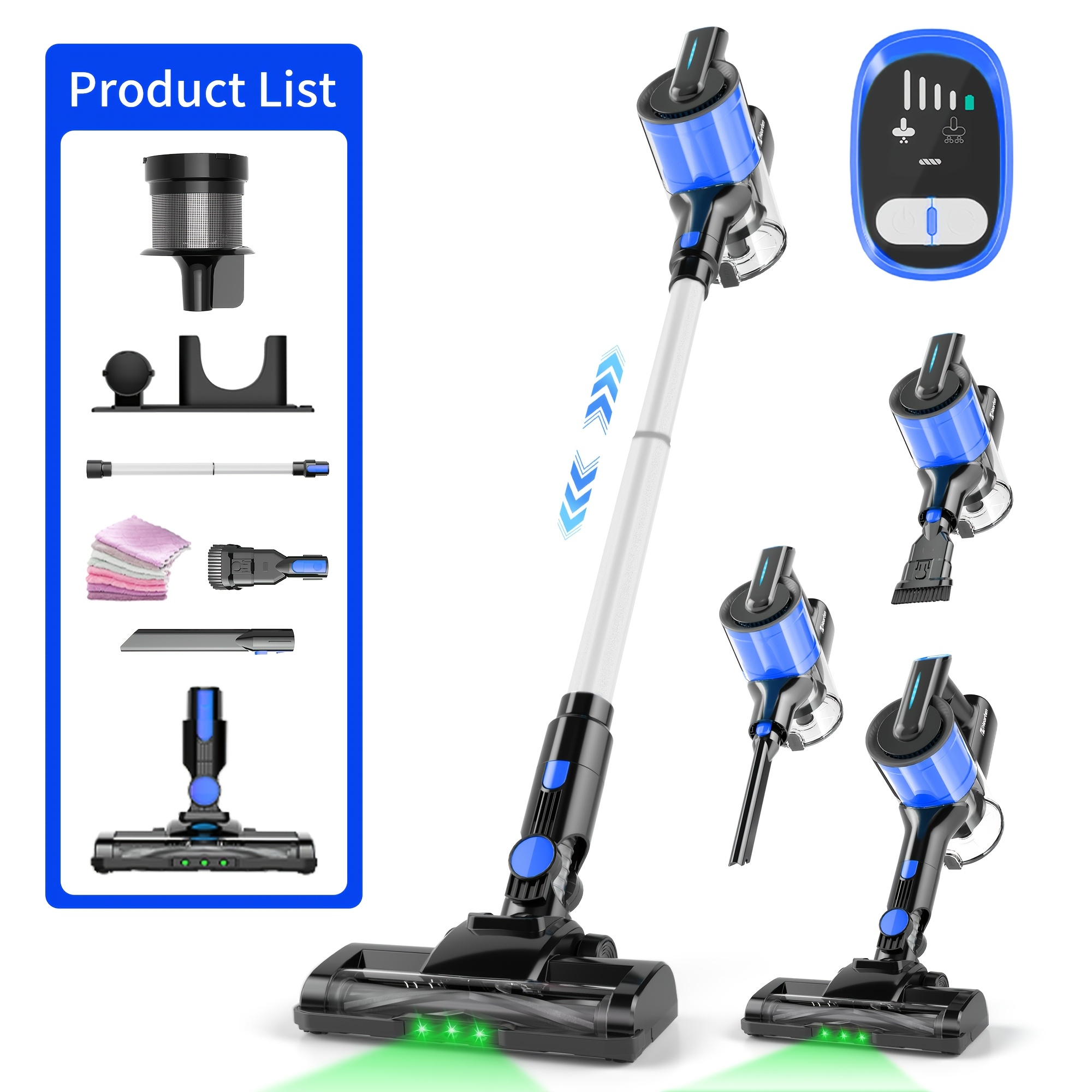 TEMU Aspirapolvere Senza per Uso / Aspirapolvere Portatile con Potenza di Aspirazione Elevata di 65kp/ Display a LED, Design / della Batteria di 40
