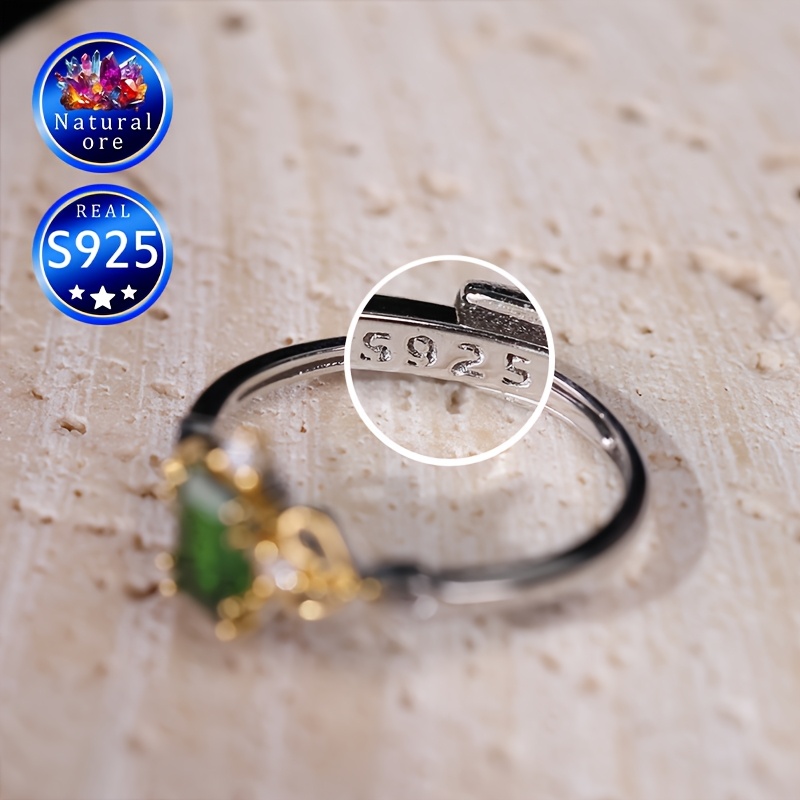 S925 Silver Green Gemstone Ring for Daily Wear